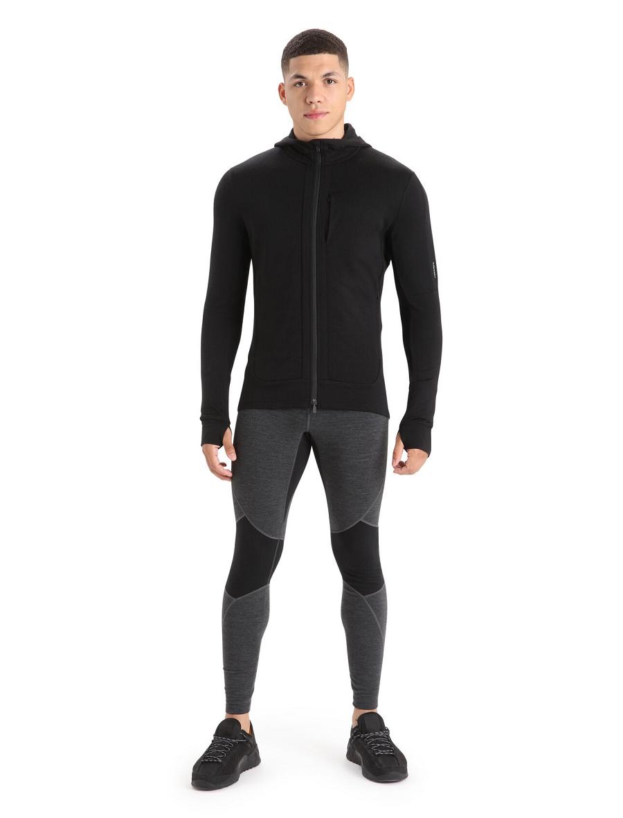 Black Icebreaker Merino Quantum III Long Sleeve Zip Men's Hoodie | AU 1270ZUTG